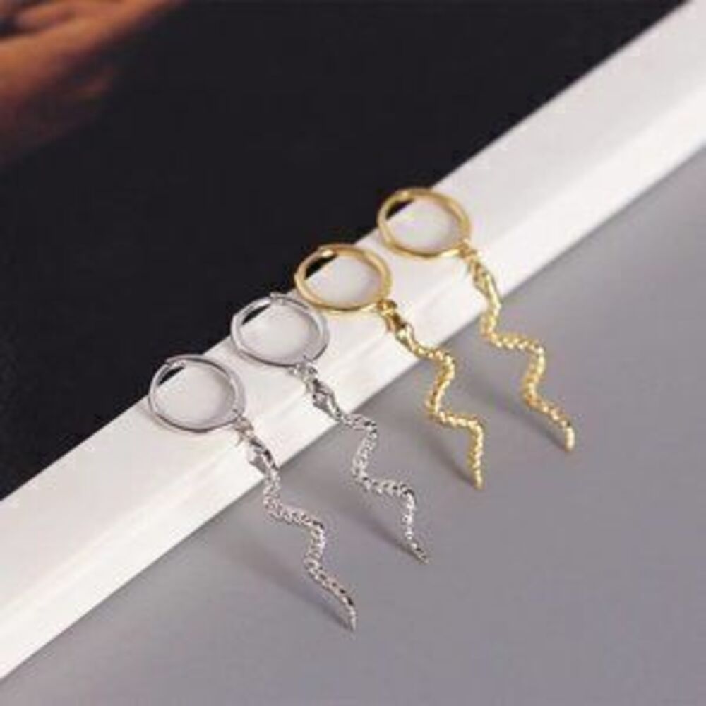 *NEW 925 Sterling Silver Swirl Drop Hoop Earrings - Picture 5 of 5